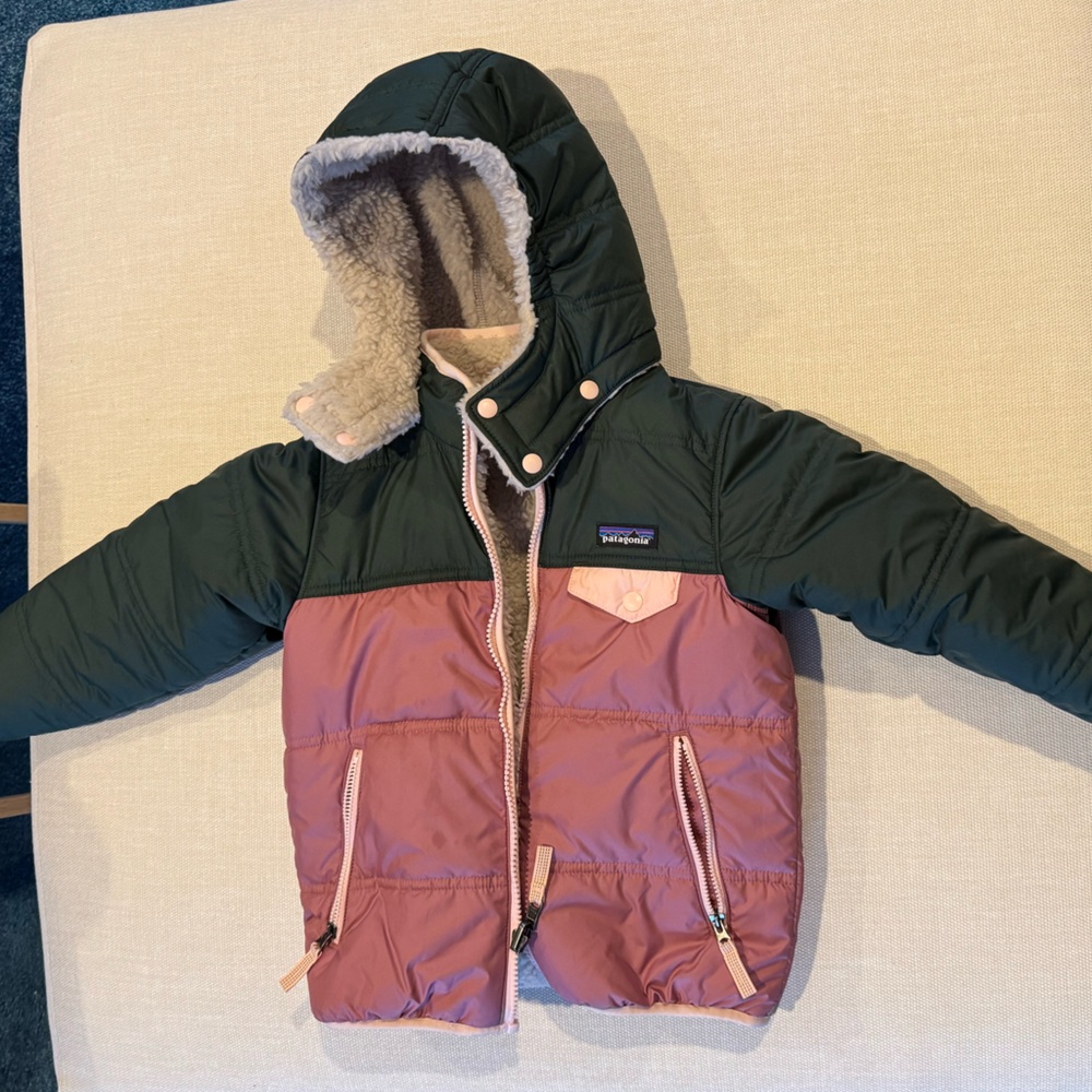 Patagonia Kids Puffer Jacket - Green and Pink